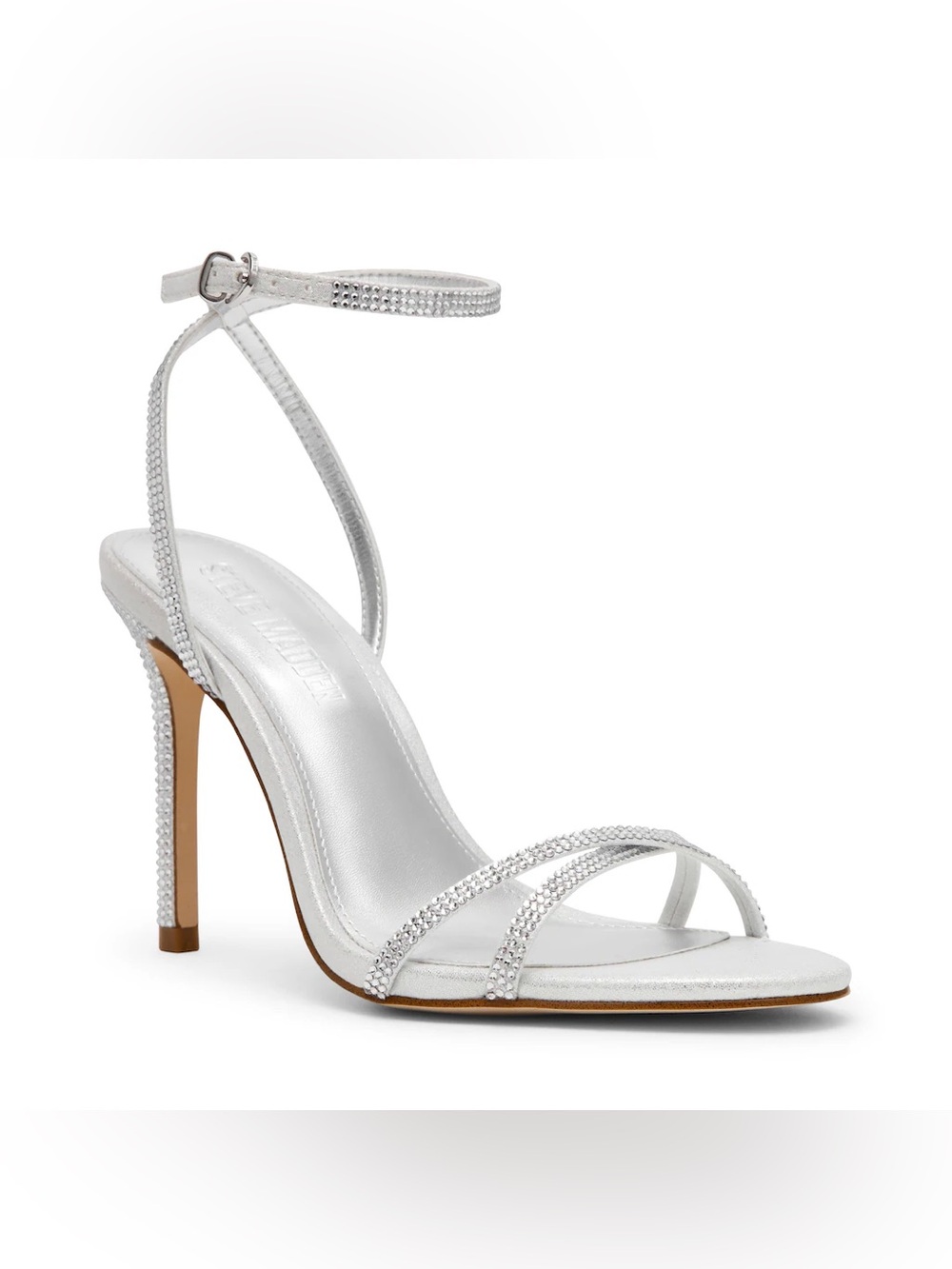 Silver Crystal Strappy Stiletto Sandal - Women